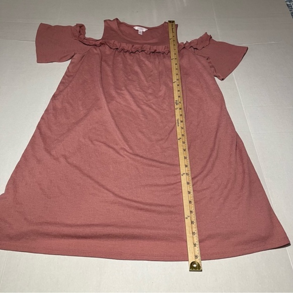LC Lauren Conrad Pink Rose Cold Shoulder Ruffle‎ Dress Size Large - Picture 9 of 13
